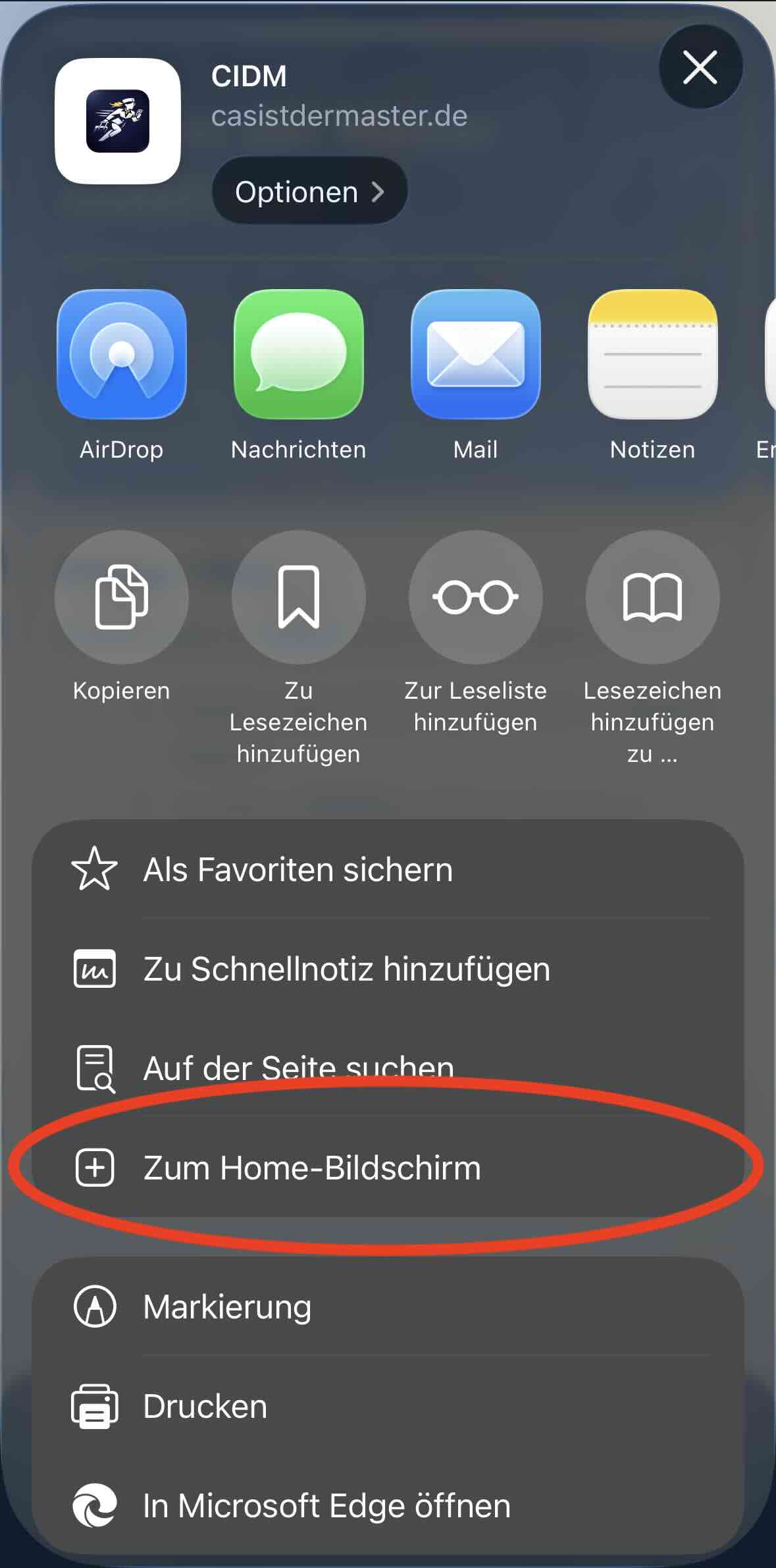 Schritt 3: Zum Home-Bildschirm auswählen